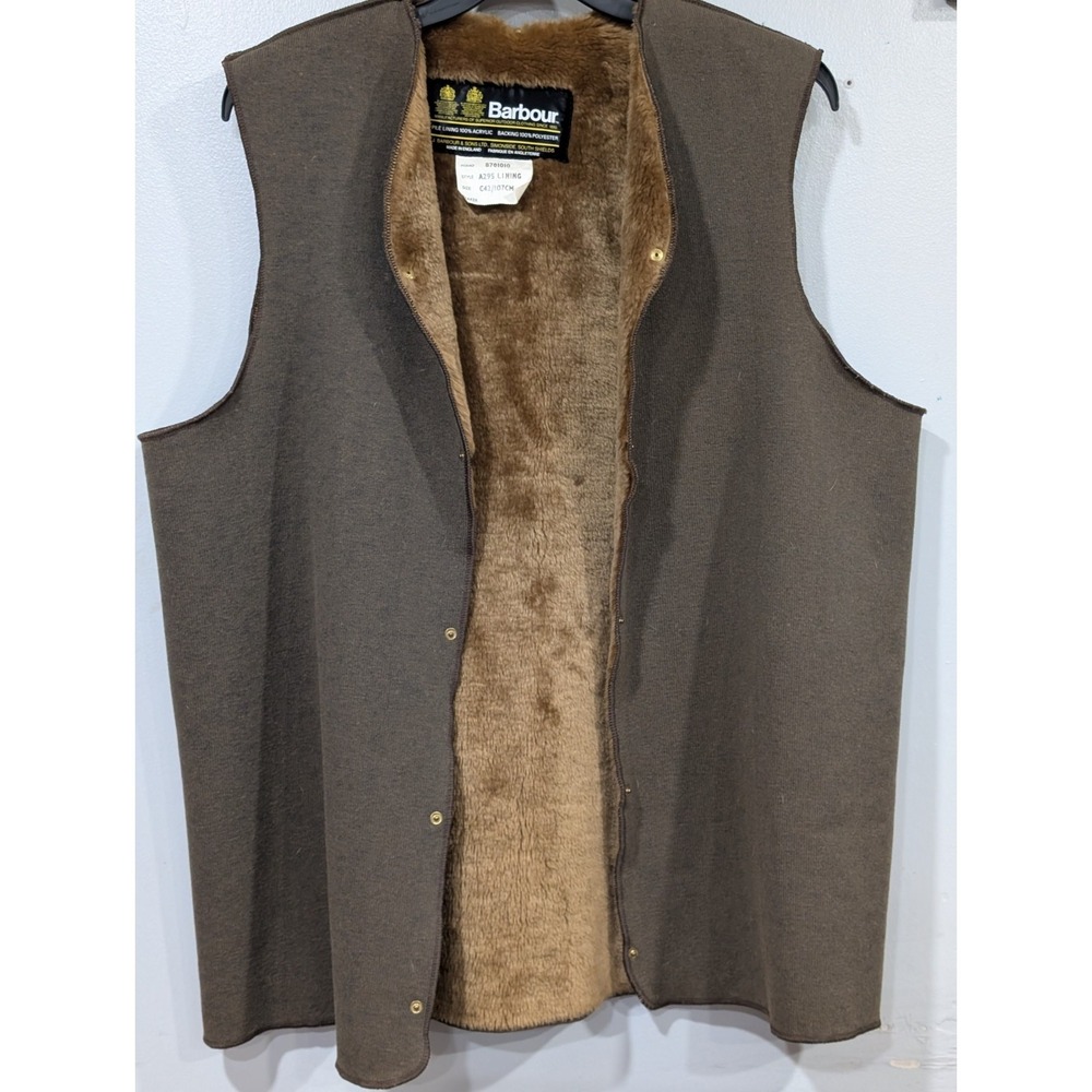 Vintage Barbour A295 Pile Lining 100% Acrylic Vest Liner Size C42